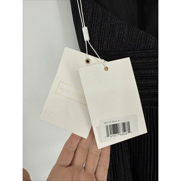 Mac Duggal Size 4 Black Shimmer Pleated V-neck Formal Long Gown Dress 30725 New - Picture 12 of 12